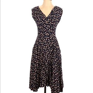 ModCloth Emily and Fin Flare Dress in Navy with Flowers